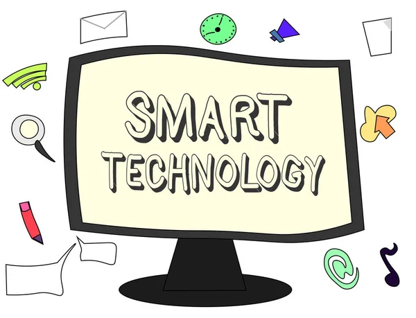 Escrita de mão conceitual mostrando Tecnologia Inteligente. Foto de negócios mostrando gadgets ou dispositivo que tem um construído em computador ou chip — Fotografia de Stock