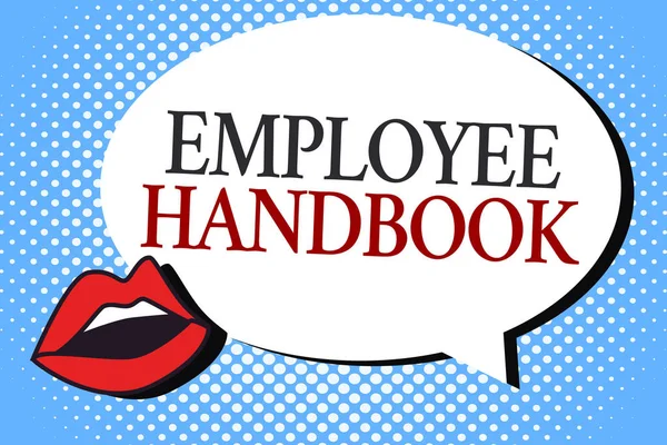 Writing note showing Employee Handbook. Business photo showcasing Document that contains an operating procedures of company