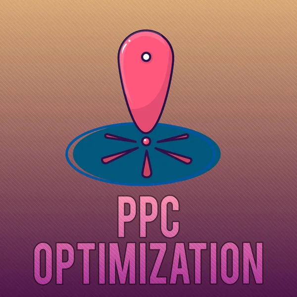 Schrijfnotitie met pc-optimalisatie. Zakelijke foto presentatie Verbetering van zoekmachine platform voor betalen per klik — Stockfoto