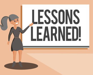 Derslerin Öğrenildiğini gösteren kavramsal el yazısı. İş fotoğrafı görüntüleme bilgisi olumlu ve olumsuz deneyimleri yansıtır