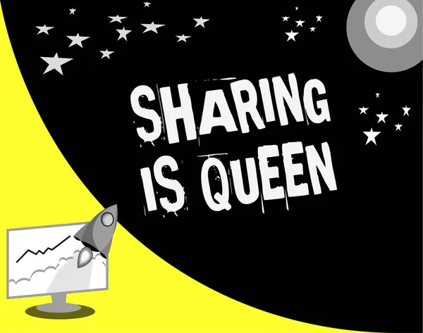 La parola che scrive il testo Sharing Is Queen. Business concept per dare altre informazioni o appartiene è di grande qualità — Foto Stock