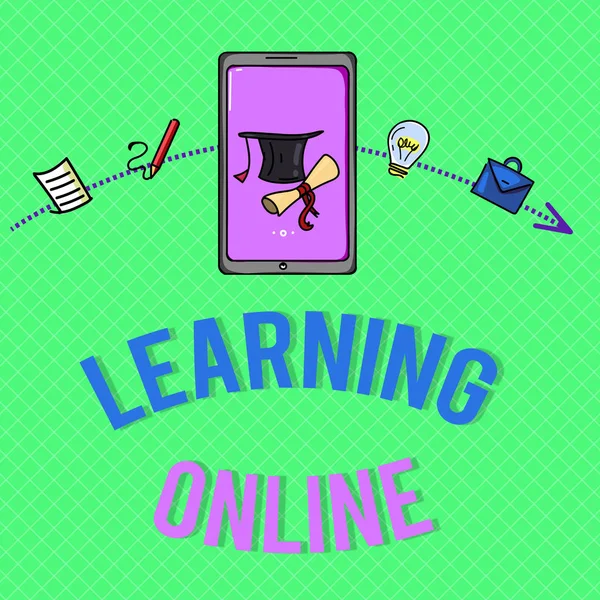 Text sign showing Learning Online. Conceptual photo Learn something new with the help of internet and technology — Stock Photo, Image