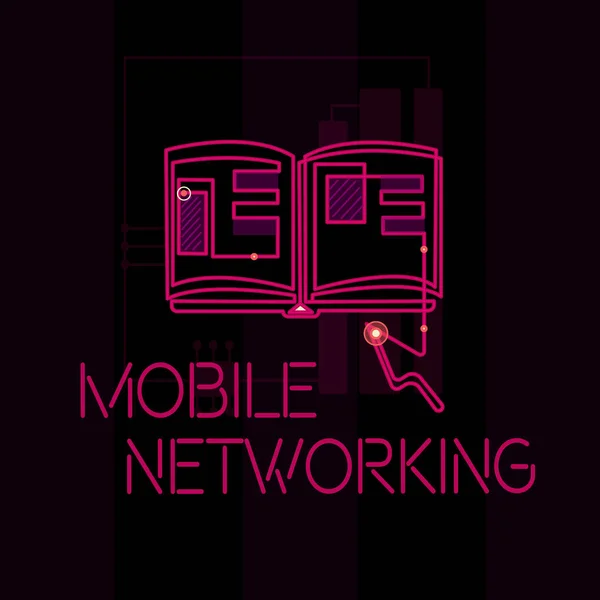 Κείμενο γραφής λέξεων Mobile Networking. Επιχειρηματική ιδέα για δίκτυο επικοινωνίας όπου η τελευταία σύνδεση είναι ασύρματη — Φωτογραφία Αρχείου