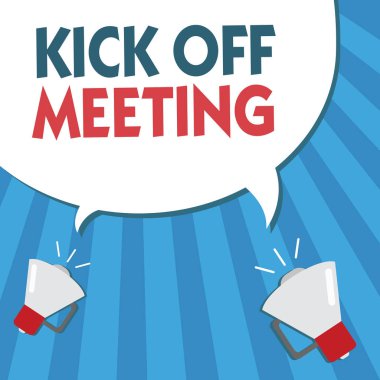 Word metin Kick Off toplantı yazma. Firma hakkında konuşmak özel timinizin kovulmak için iş kavramı