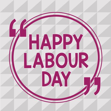 Mutlu İşçi Bayramı gösterilen Not yazma. Çalışanları başarılarını kutlamak için yıllık tatil vitrine iş fotoğraf