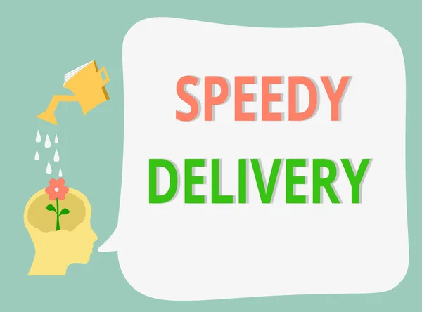 Word writing text Speedy Delivery. Geschäftskonzept für die Bereitstellung von Produkten in schneller Weise oder am selben Tag Versand ins Ausland — Stockfoto