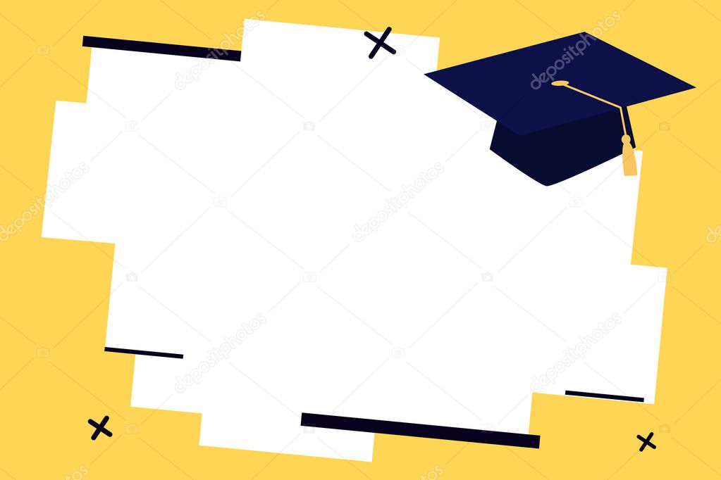 Flat design business Vector Illustration concept Empty template copy space text for Ad website esp isolated 3d isometric Graduation hat with Tassel Scholar Academic cap Headgear for Graduates