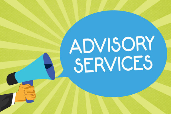 Conceptual hand writing showing Advisory Services. Business photo showcasing Support actions and overcome weaknesses in specific areas
