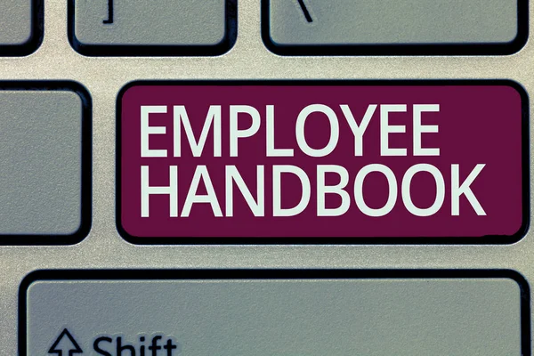 Handwriting text writing Employee Handbook. Concept meaning Document that contains an operating procedures of company