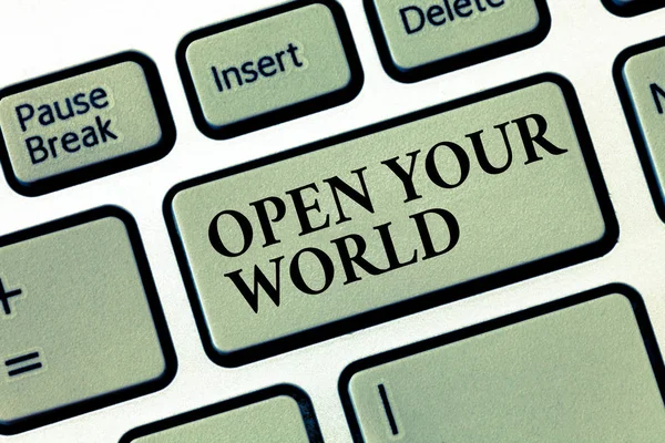 Χειρόγραφου κειμένου Open Your World. Έννοια έννοια ευρύτερη, το μυαλό και η νοοτροπία από οποιαδήποτε αρνητικότητα — Φωτογραφία Αρχείου