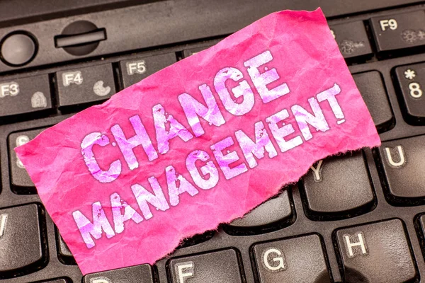 Writing note showing Change Management. Business photo showcasing Replacement of leadership in an organization New Policies