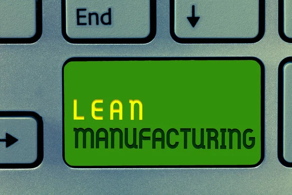 Texto de escritura de palabras Lean Manufacturing. Concepto de negocio para la minimización de residuos sin sacrificar la productividad —  Fotos de Stock