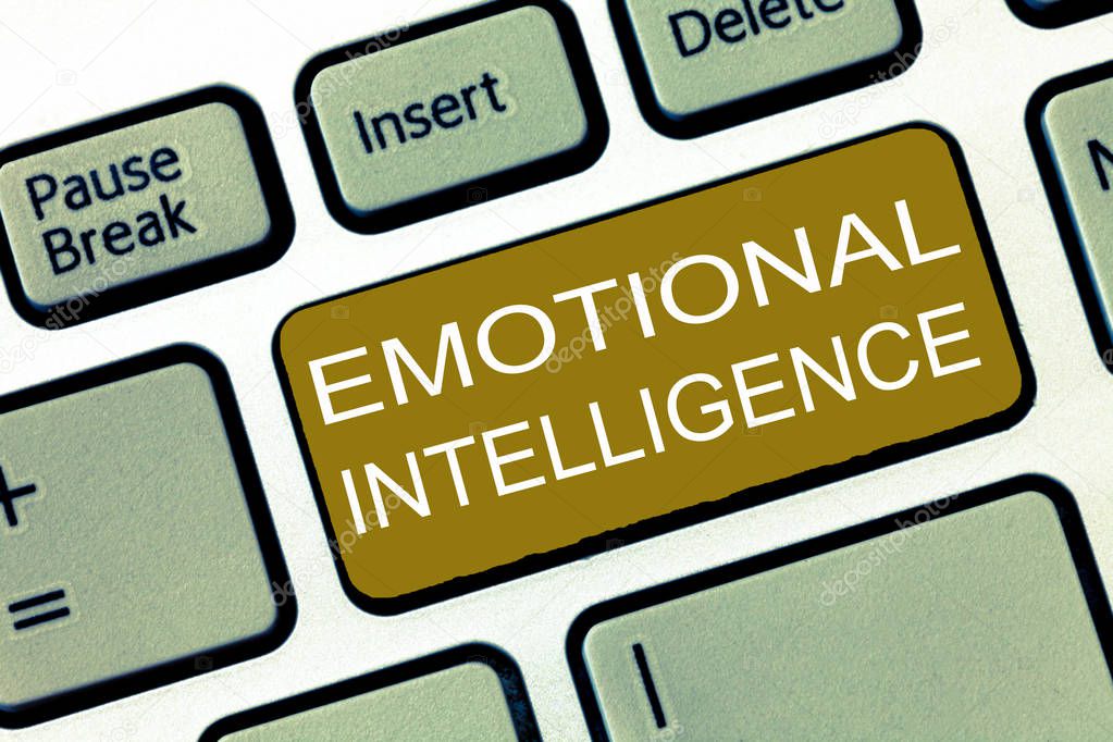 Conceptual hand writing showing Emotional Intelligence. Business photo showcasing Self and Social Awareness Handle relationships well