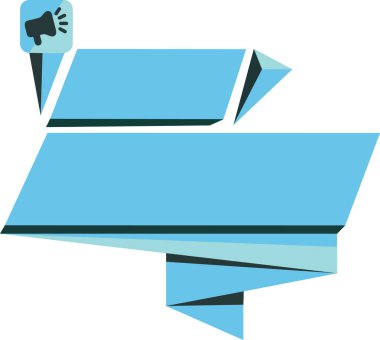 Düz tasarım iş vektör çizim yaratıcı kavramı şablon kopya alanı metin reklam Web sitesi tanıtım için esp dörtgen soyut şekli oluşumu yatay grafik anahat megafon izole.