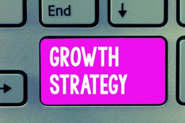 Word writing text Growth Strategy. Business concept for Strategy aimed at winning larger market share in shortterm clipart