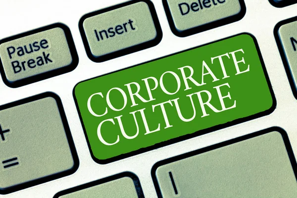 Text sign showing Corporate Culture. Conceptual photo Beliefs and ideas that a company has Shared values