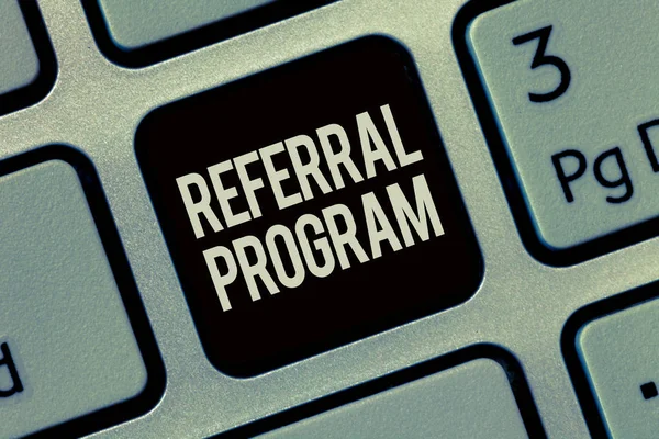 Writing note showing Referral Program. Business photo showcasing sending own patient to another physician for treatment