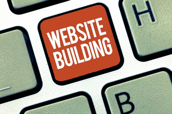 Tekstbord met Website Building. Conceptuele fototools die typisch de bouw van pagina 's mogelijk maken — Stockfoto