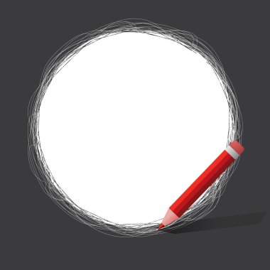 Düz tasarım vektör çizim boş esp şablon kopya alanı metin reklam, promosyon, poster, afiş, web reklam, makale Freehand karalama daire kullanarak kalem beyaz katı daire hatları