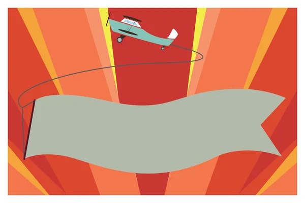 Векторная иллюстрация Плоский дизайн Пустой шаблон esp скопировать текст космоса для объявления, продвижения по службе, плакат, флаер, веб-баннер, статья Летающий Propel самолет тянет пустой длинный баннер полосу для рекламы — стоковый вектор