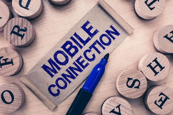 Texte d'écriture de texte Mobile Connection. Concept d'entreprise pour une solution de connexion universelle sécurisée par téléphone mobile — Photo