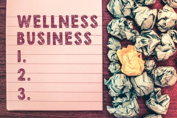 Tekst pisania słów Wellness Business. Koncepcja biznesowa dla Professional venture koncentrująca się na zdrowiu umysłu i ciała — Zdjęcie stockowe