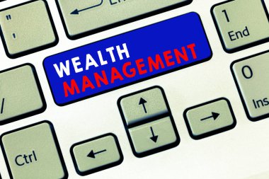 Varlık yönetimi gösterilen Not yazma. İş sürdürmek vitrine fotoğraf ve uzun vadeli refahı mali bakım büyümek