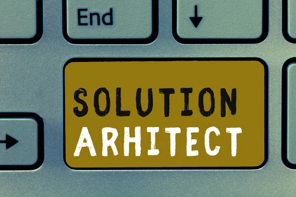 Writing Obs visar lösning arkitekt. Foto annonstexter Design affärsprogram eller tjänster inom en organisation — Stockfoto