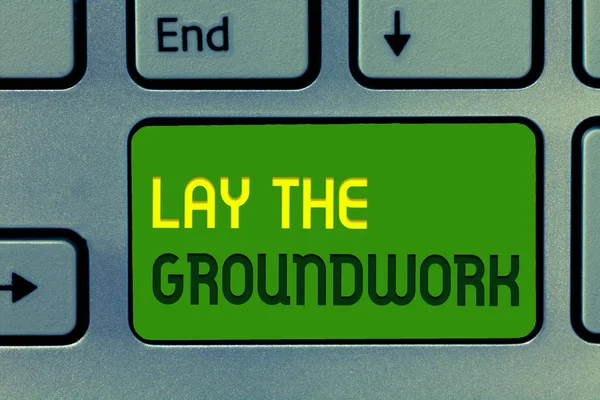 Word writing text Lay The Groundwork. Business concept for Preparing the Basics or Foundation for something