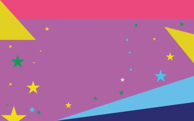 Düz tasarım vektör çizim boş esp şablon kopya alanı metin reklam, promosyon, poster, afiş, web reklam, makale yıldızlı desen, dağınık küçük yıldızlar gökyüzünde renkli konfeti gibi için