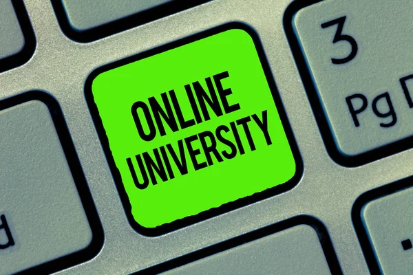 Writing Obs visar Online universitet. Business foto tas annonstexter lärande distanskurser över internet — Stockfoto