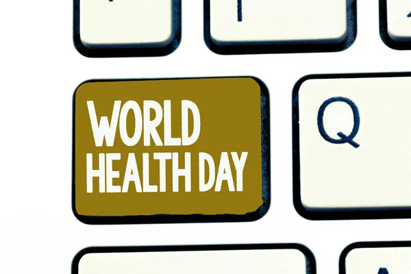 Texto manuscrito Día Mundial de la Salud. Concepto que significa Día Mundial de la Concientización de la Salud celebrado cada año —  Fotos de Stock