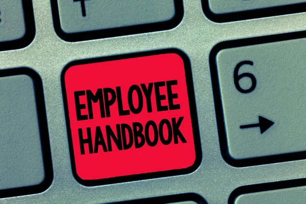 Conceptual hand writing showing Employee Handbook. Business photo text Document that contains an operating procedures of company — Stock Photo, Image