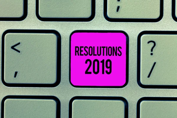 Word writing text Resolutions 2019. Business concept for list of things wishes to be fully done in next year