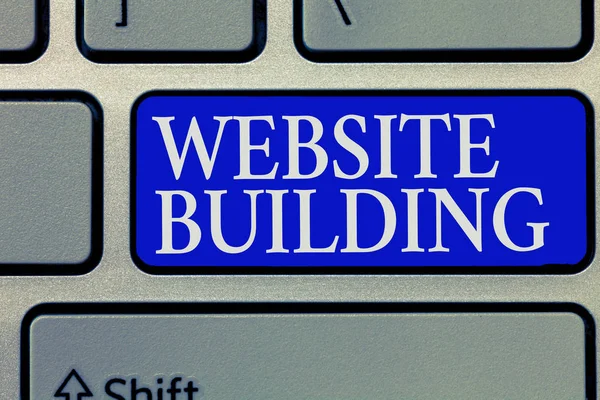 Conceptual hand writing showing Website Building. Business photo showcasing tools that typically allow the construction of pages — Stock Photo, Image