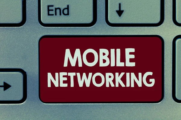 Κείμενο γραφής Mobile Networking. Έννοια σημαίνει δίκτυο επικοινωνίας όπου ο τελευταίος σύνδεσμος είναι ασύρματος — Φωτογραφία Αρχείου