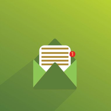 Düz tasarım iş vektör çizim boş kopya alanı metin reklam Web sitesi tanıtım için esp Banner şablon açık ileti zarfı bir boş levha kaplı kağıt gelme dışarı ile izole