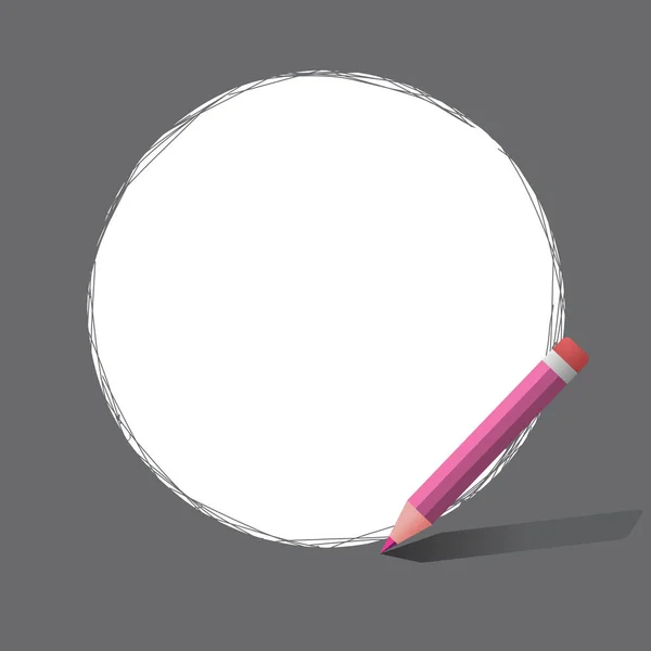 ビジネス ベクター グラフィック コンセプト空のテンプレート コピー スペース円形のフリーハンドの落書きポスター クーポン販促資料を分離したフラットなデザイン ラインの白い固体円の鉛筆を使用して — ストックベクタ