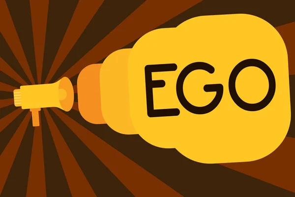 Tekst teken weergegeven: Ego. Conceptuele foto gevoel van eigenwaarde van een persoon bewust denken zaak selfworth — Stockfoto