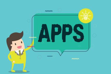 Metin uygulamaları yazma kelime. İş kavramı özellikle mobil aygıta bir kullanıcı tarafından yüklenen bir uygulama için