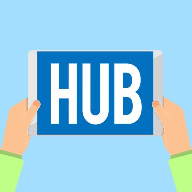 Word metin yazma Hub. İş kavramı bir faaliyet bölgesi ve ağ Orta kısım etkili Merkezi için