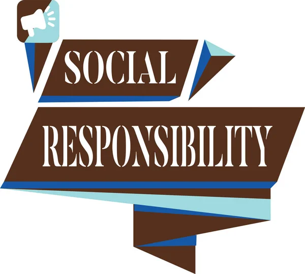 Signo de texto mostrando Responsabilidad Social. Foto conceptual Obligación en beneficio de la sociedad Balance en la vida —  Fotos de Stock
