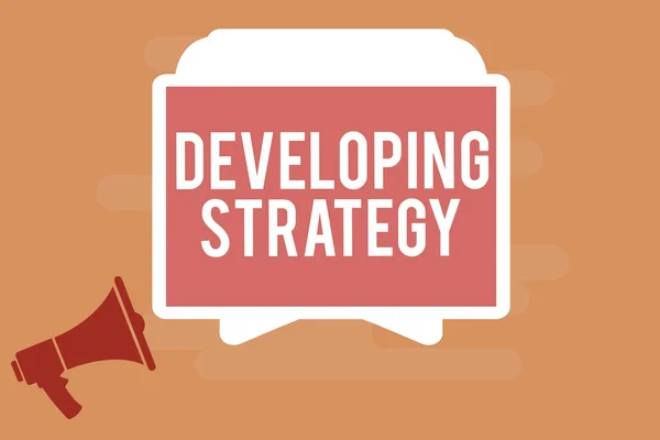 Tekst pisania słów Strategia rozwoju. Koncepcja biznesowa organizacji Zmiany w procesie osiągania celów — Zdjęcie stockowe