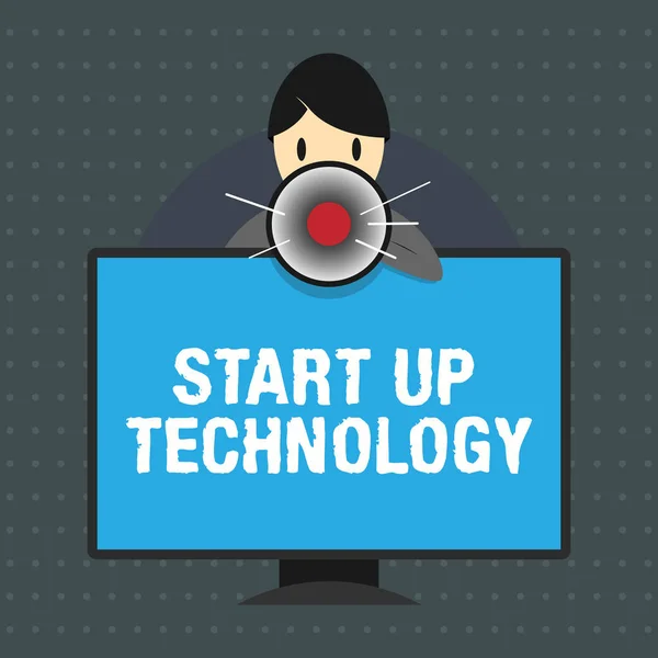 Signo de texto que muestra la tecnología Start Up. Foto conceptual Joven Empresa Técnica Financiada o Financiada inicialmente —  Fotos de Stock