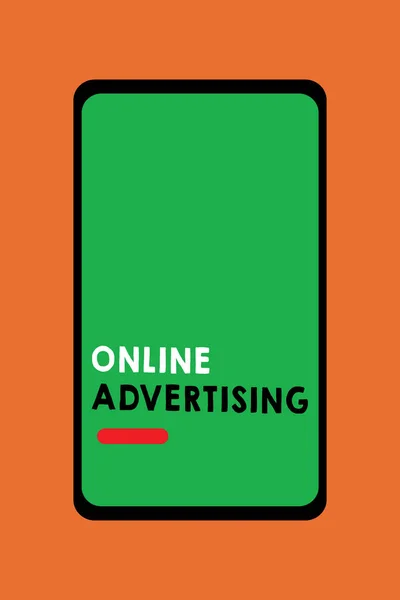 Segno di testo che mostra pubblicità online. Foto concettuale Internet Web Marketing per promuovere prodotti e servizi — Foto Stock