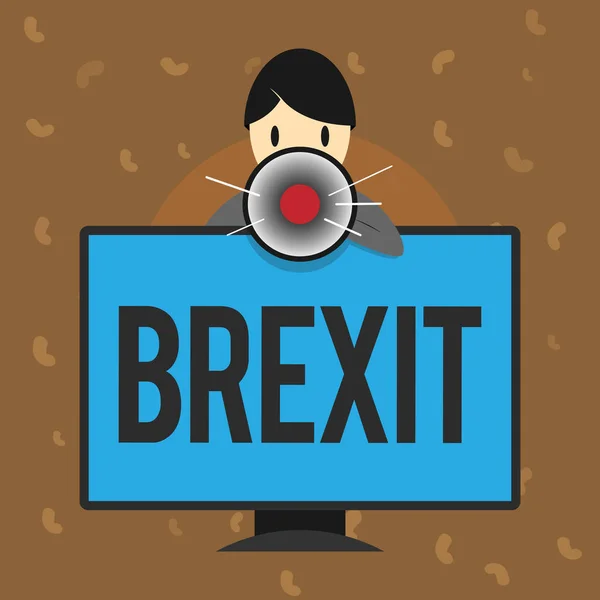 Escrita de mão conceitual mostrando Brexit. Fotografia de negócios termo potencial partida do Reino Unido da União Europeia — Fotografia de Stock
