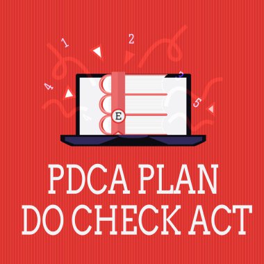 PDCA Plan yapmak kontrol hareket gösteren Not yazma. Sorunları çözme sürecinde iş fotoğraf Deming tekerlek vitrine geliştirilmiş