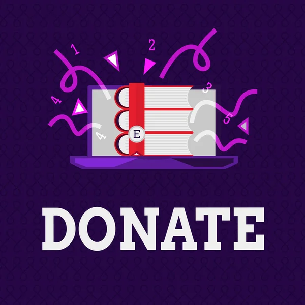 Tulisan kata Donate. Konsep bisnis untuk memberikan uang atau barang untuk tujuan baik misalnya untuk amal atau orang — Stok Foto