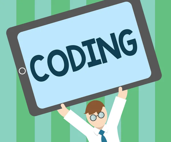 Word tekst intoetsen codering. Businessconcept voor de code toe te wijzen aan iets voor de identificatie van de classificatie — Stockfoto