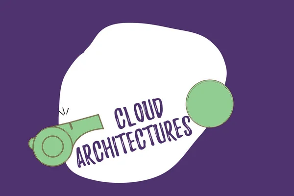Nota de redação mostrando Arquiteturas na Nuvem. Foto de negócios mostrando várias aplicações de softwares de bancos de dados projetados — Fotografia de Stock